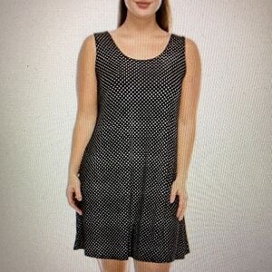STRETCHY MISSY TANK DRESS ( Size XL) ( Color: BLACK DOTS) ( PREOWNED)